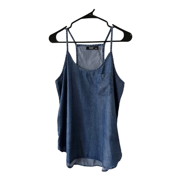 A.n.a Chambray Tank Top Womens Sz S Blue Round Neck Denim Sleeveless Cas… - Picture 1 of 12
